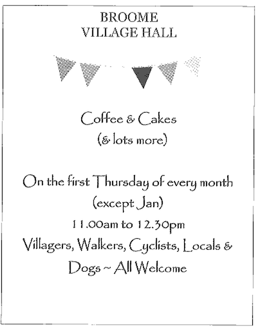 Broome Village Hall Coffee Mornings advert